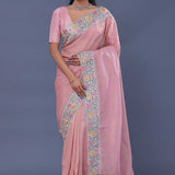 Light Pink Georgette Tissue Saree