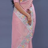 Light Pink Georgette Tissue Saree