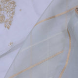 Pale Green Organza Tissue Saree With Stripes