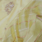 Soft Light Lime Green Organza Tissue Saree With Stripes