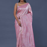 Lavender Pink Organza Tissue Saree With Stripes