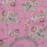 Lavender Pink Organza Tissue Saree With Stripes