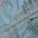 Mint Green Organza Tissue Saree With Stripes