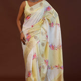 Dual Shade Banarasi Saree With Digital Print