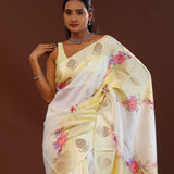 Dual Shade Banarasi Saree With Digital Print