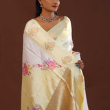 Dual Shade Banarasi Saree With Digital Print