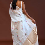 Off White Banarasi Saree With Digital Printed