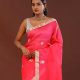 Vivid Raspberry Organza Banarasi Saree