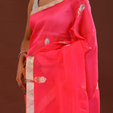 Vivid Raspberry Organza Banarasi Saree