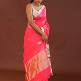 Vivid Raspberry Organza Banarasi Saree
