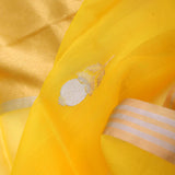 Bright Yellow Organza Banarasi Saree