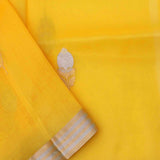 Bright Yellow Organza Banarasi Saree