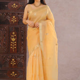 Peach Tissue Banarasi Silk Saree With Butti'S
