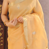 Peach Tissue Banarasi Silk Saree With Butti'S