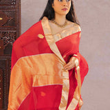 Red Tissue Banarasi Silk Saree With Butti'S