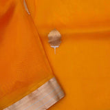 Carrot Orange Organza Banarasi Saree