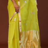 Yellowish Green Organza Banarasi Saree