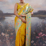 Yellow Mashru Banarasi Saree