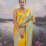 Yellow Mashru Banarasi Saree