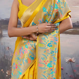Yellow Mashru Banarasi Saree
