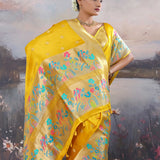 Yellow Mashru Banarasi Saree