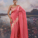 Light Carmine Pink Banarasi Saree