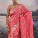 Light Carmine Pink Banarasi Saree