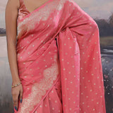 Light Carmine Pink Banarasi Saree