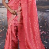 Light Carmine Pink Banarasi Saree