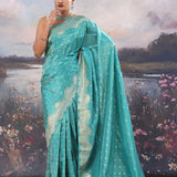 Turquoise Blue Banarasi Saree