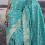Turquoise Blue Banarasi Saree