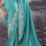 Turquoise Blue Banarasi Saree