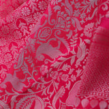 Cherry Red Banarasi Saree With All Over Zari