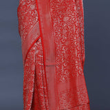 Red Banarasi Saree With All Over Zari