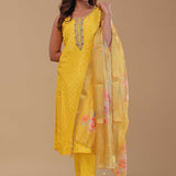 Yellow Chanderi Kurta Set