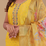 Yellow Chanderi Kurta Set