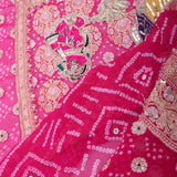 Hot Pink Georgette Bandhani Saree With Designer Border