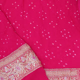 Hot Pink Georgette Bandhani Saree With Designer Border