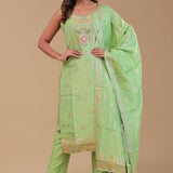 Pista Green Tissue Banarasi Kurta Set