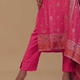 Bright Pink Tissue Banarasi Kurta Set