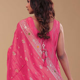 Bright Pink Tissue Banarasi Kurta Set