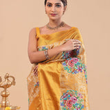 Golden Tissue Kanjivaram Saree With Petit Point Embroidery
