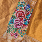 Golden Tissue Kanjivaram Saree With Petit Point Embroidery