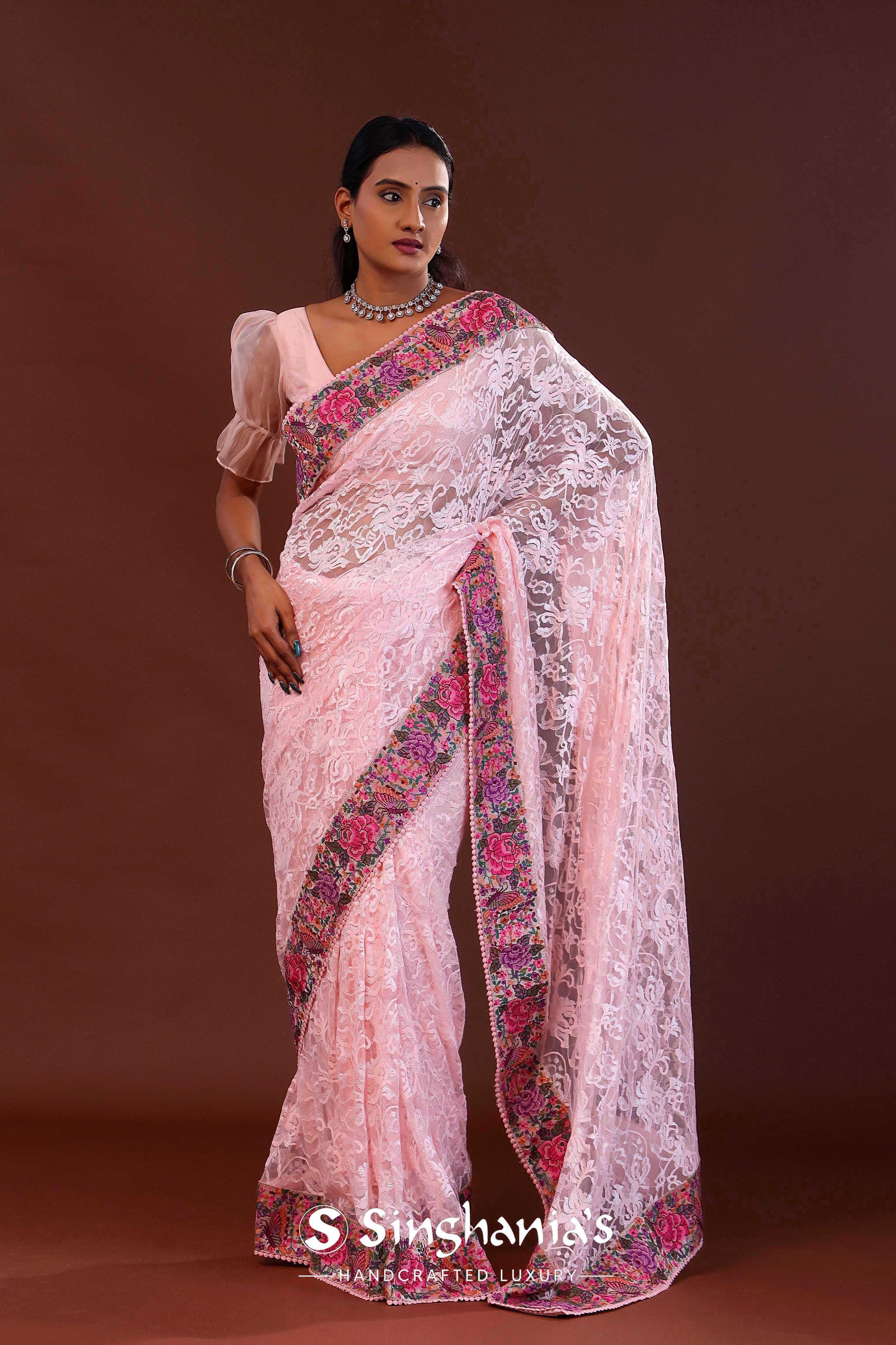 <img> Soft Pink Georgette Saree
