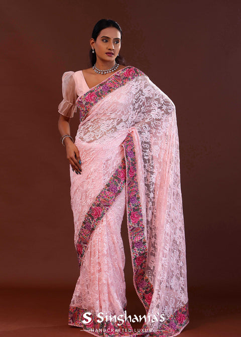 <img> Soft Pink Georgette Saree
