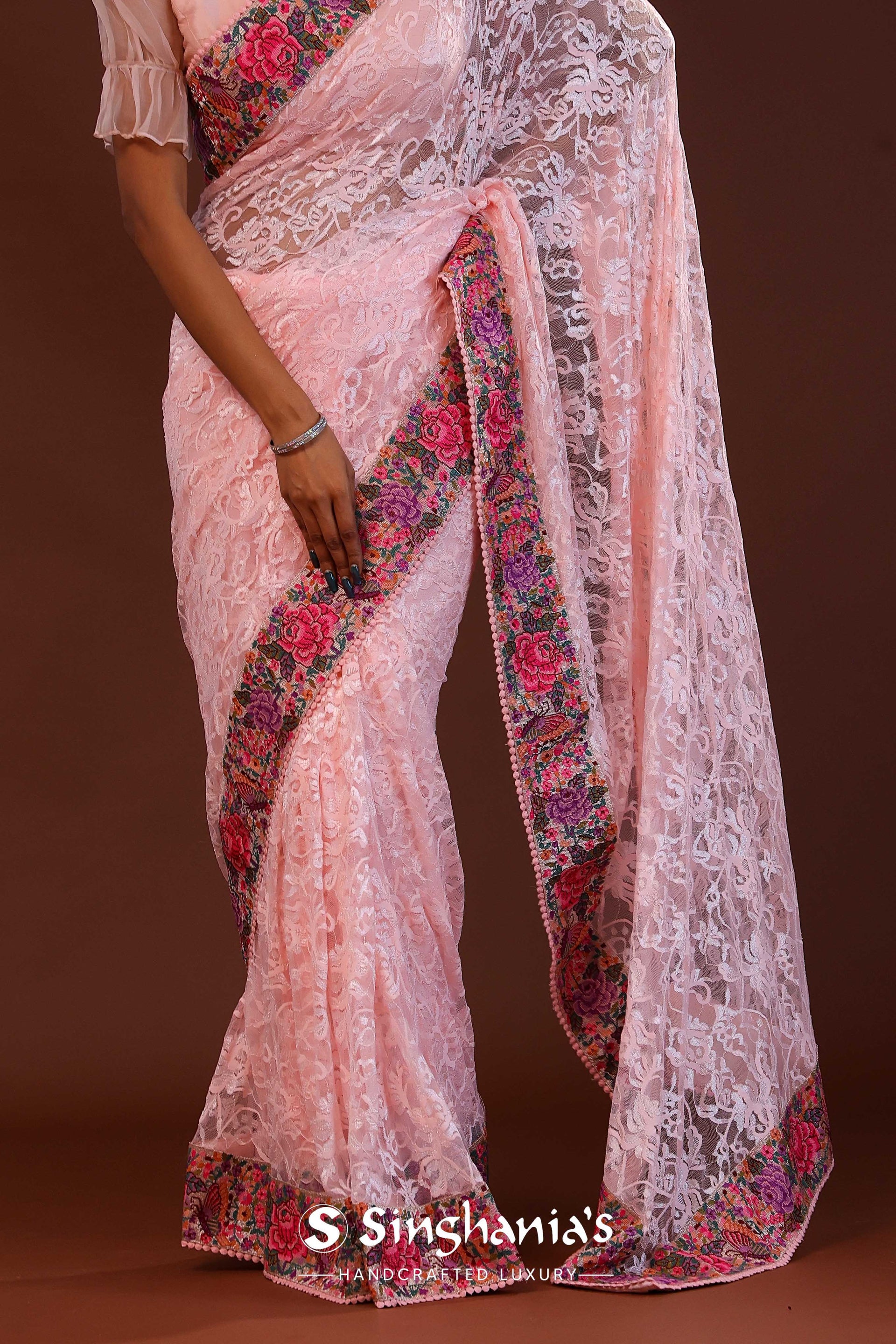 <img> Soft Pink Georgette Saree