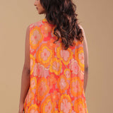 Orange Chinon Crepe Indo-Western Set