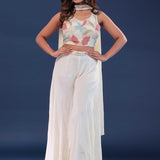 Off White Georgette Indo-Western Set