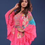 Pink Chinon Crepe Choli Set