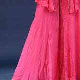 Pink Chinon Crepe Choli Set